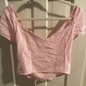 la hearts pink off the shoulder tie top